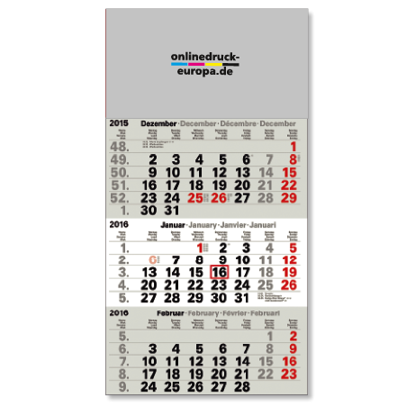 3-Monatskalender für das Folgejahr